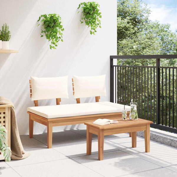 vidaXL Panchina da giardino 2 pcs Marrone Legno massello di teak