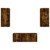 vidaXL Mobili TV a Muro con LED 4pz Rovere Fumo in Legno Multistrato