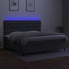 vidaXL Letto a Molle Materasso e LED Grigio Scuro 200x200cm in Tessuto