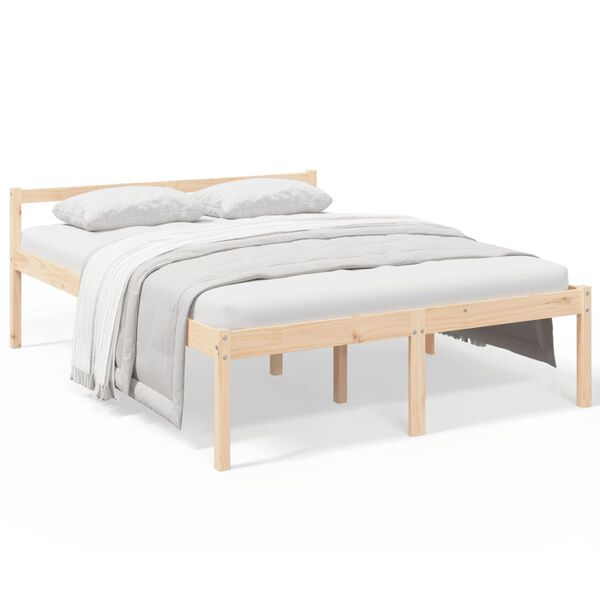 vidaXL Letto per Anziani 150x200 cm King in Legno Massello di Pino