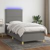 vidaXL Letto a Molle Materasso e LED Grigio Scuro 100x200cm in Tessuto