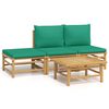 vidaXL Set Salotto da Giardino 4pz con Cuscini Verdi Bamb&ugrave;