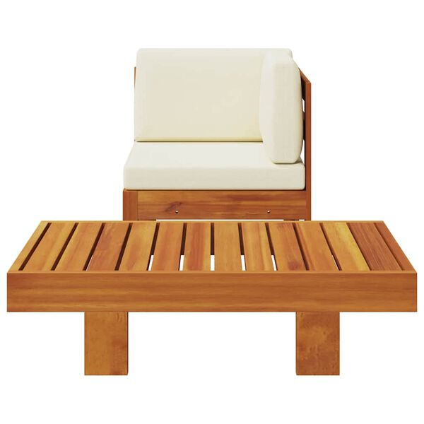 vidaXL Set Divani Giardino 2 pz Cuscini Bianco Crema in Legno d'Acacia