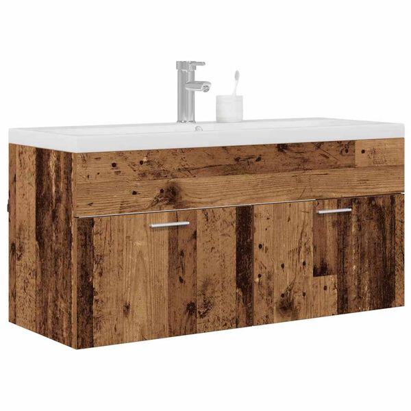 vidaXL Mobile da Bagno con porta Legno vecchio 100 x 38,5 x 46 cm