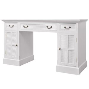 vidaXL Scrivania a Doppia Colonna Bianca 140x48x80 cm
