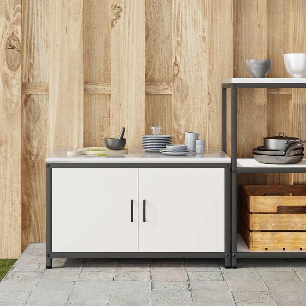 vidaXL Stoccaggio in cucina con porta Bianco 60 x 50 x 92 cm Acciaio