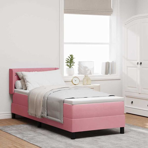 vidaXL Letto a molle con materasso Rosa 200 x 80 cm Velluto