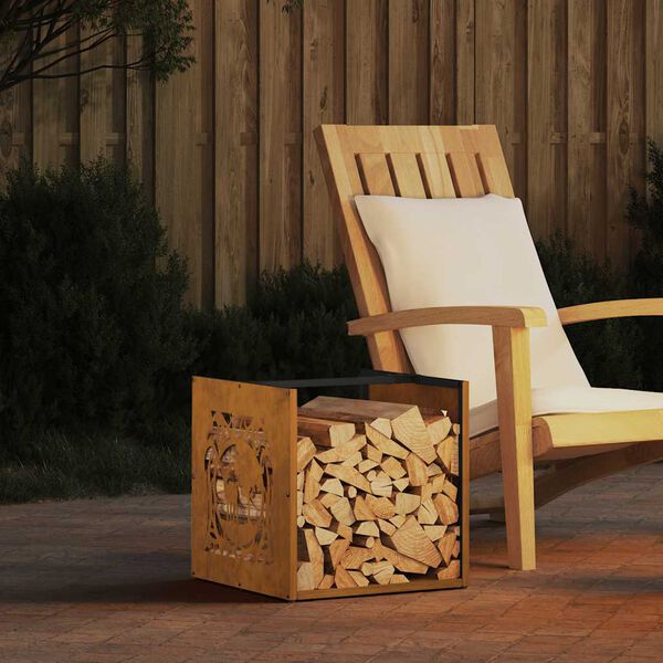 vidaXL Rastrelliera per Legna da Ardere 40x40x40 cm in Acciaio Corten