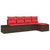 vidaXL Set Divano da Giardino con cuscino 5 pcs Marrone polyrattan
