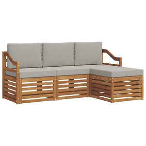 vidaXL Set di divani da esterno 4 pz Grigio Naturale e Chiaro
