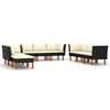 vidaXL Set Divani da Giardino 9 pz con Cuscini in Polyrattan Nero