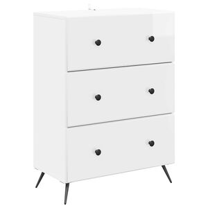 vidaXL Mobile con Cassetti Bianco Lucido 66 x 34,5 x 90 cm
