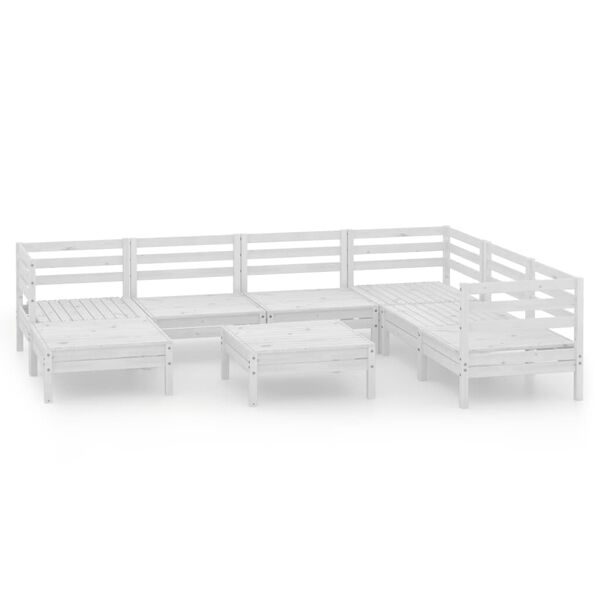 vidaXL Set Salotto da Giardino 8 pz in Legno Massello di Pino Bianco