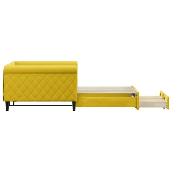 vidaXL Divano Letto Estraibile con Cassetti Giallo 100x200cm Velluto