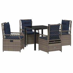 vidaXL Set da Pranzo per Giardino 5 pcs Grigio polyrattan