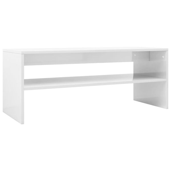vidaXL Tavolino da Salotto Bianco Lucido 100x40x40cm Legno Multistrato
