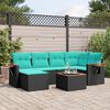 vidaXL Set Divani da Giardino 7 pz con Cuscini Nero in Polyrattan