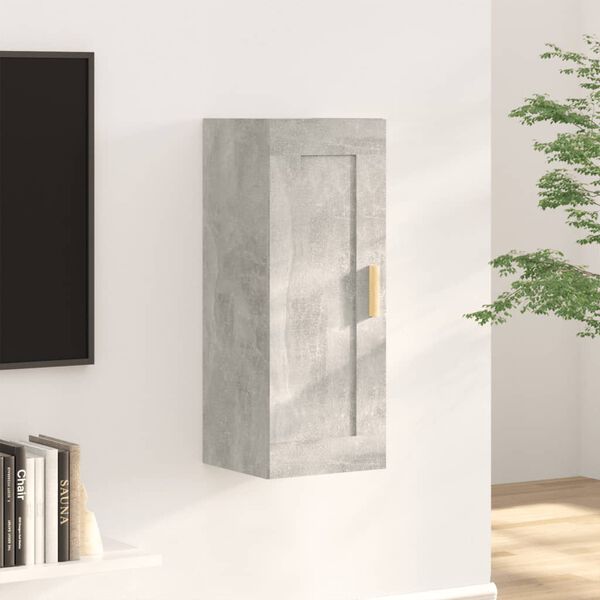 vidaXL Armadietto a Muro Grigio Cemento 35x34x90 cm Legno Multistrato