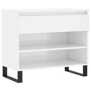 vidaXL Scarpiera Bianco Lucido 70x36x60 cm in Legno Multistrato