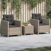 vidaXL Set da Bistrò 3 pz con Cuscini Grigio Polyrattan e Legno Acacia