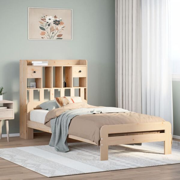 vidaXL Letto Libreria senza Materasso 90x190 cm Legno Massello Pino