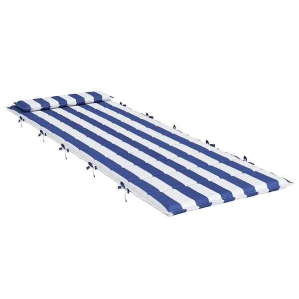 vidaXL Cuscino per Lettino Righe Bianche e Blu 180x60x4 Tessuto Oxford