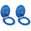 vidaXL Tavolette WC con Coperchi 2 pz in MDF Blu Design Goccia d'Acqua