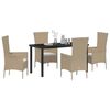 vidaXL Set da Pranzo per Giardino con cuscino 5 pcs Beige polyrattan