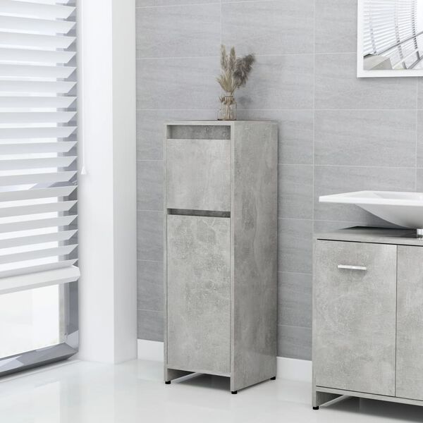 vidaXL Mobile da Bagno Grigio Cemento 30x30x95 cm in Legno Multistrato