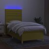 vidaXL Letto a Molle con Materasso e LED Verde 90x190 cm in Tessuto