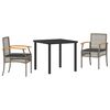 vidaXL Set da Pranzo per Giardino 3 pz Grigio e Nero Rattan