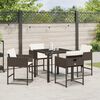 vidaXL Set da Pranzo per Giardino con cuscino 5 pcs Marrone polyrattan