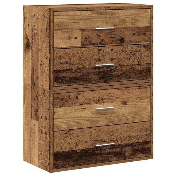 vidaXL Armadi con 2 Cassetti 2 pz Legno Antico 60x31x40 cm Truciolato