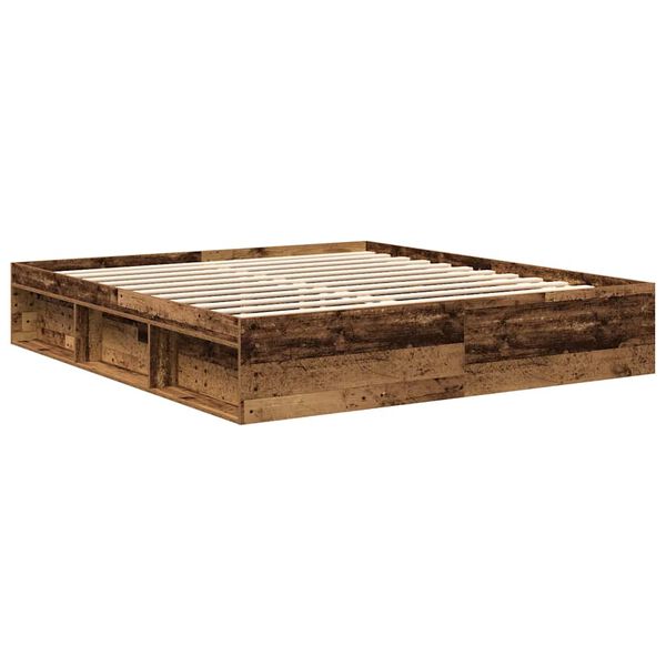 vidaXL Giroletto senza Materasso Legno Antico 200x200 cm in Truciolato