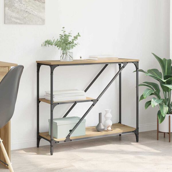 vidaXL Tavolo consolle Rovere artigianale 88,5 x 30 x 75 cm