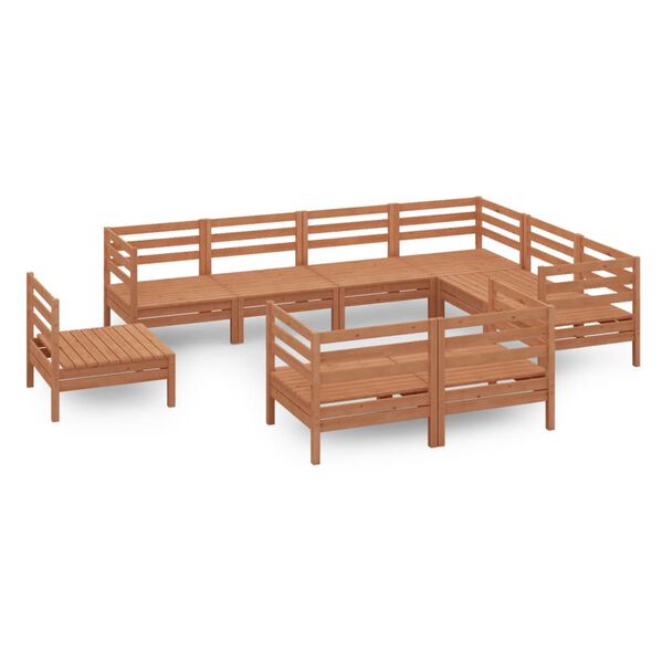 vidaXL Set Salotto da Giardino 9 pz in Legno Massello di Pino Ambra