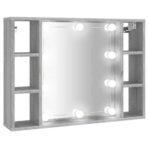 vidaXL Mobile a Specchio con LED Grigio Sonoma 76x15x55 cm