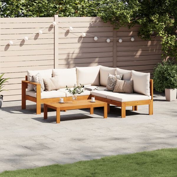 vidaXL Set Divani da Giardino 4pz con Cuscini Legno Massello di Acacia