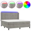 vidaXL Letto a Molle Materasso e LED Grigio Chiaro 160x200 cm Velluto