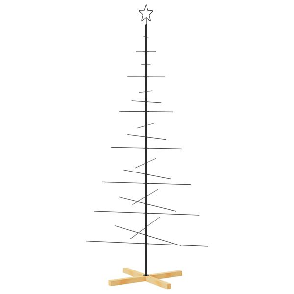 vidaXL Albero di Natale in Metallo con Base in Legno Nero 180 cm