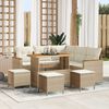vidaXL Set Divano da Giardino con cuscino Beige Poly Rattan