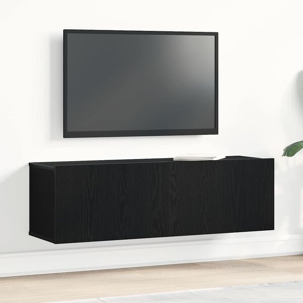 vidaXL Mobile TV Rovere Nero 100 x 30 x 30 cm Legno multistrato