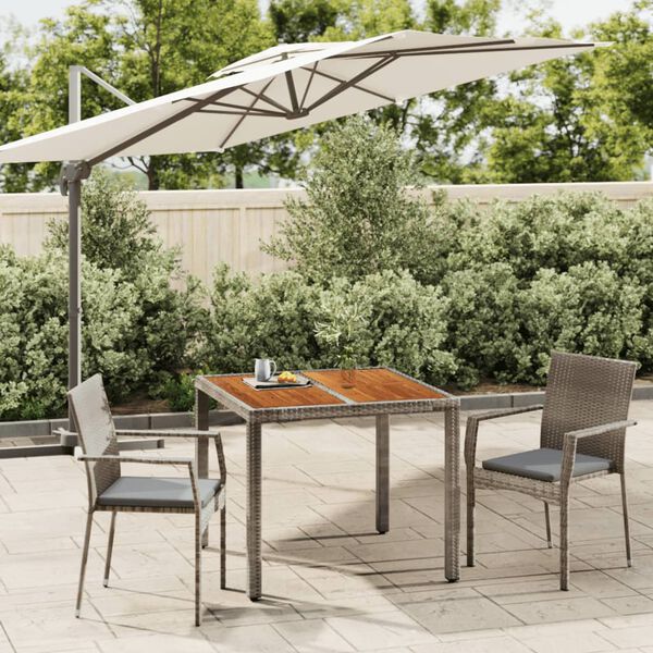 vidaXL Set da Pranzo da Giardino 3 pz con Cuscini in Polyrattan Grigio