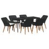 vidaXL Set da Pranzo per Giardino con cuscino 7 pcs Nero polyrattan