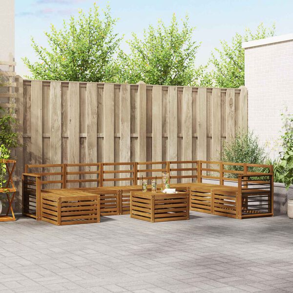 vidaXL Set divani Naturale Legno di Acacia Massello