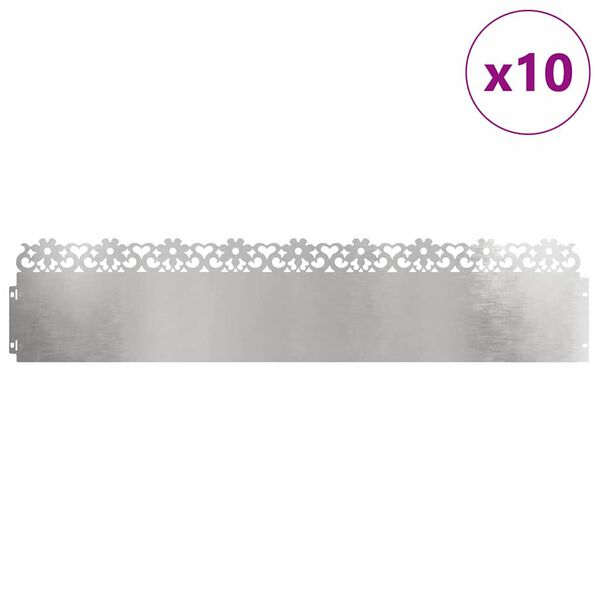 vidaXL Bordure per prato 10 pcs Argento 103 x 0,05 x 22 cm