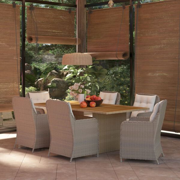 vidaXL Set da Pranzo da Giardino 7 pz in Polyrattan Marrone