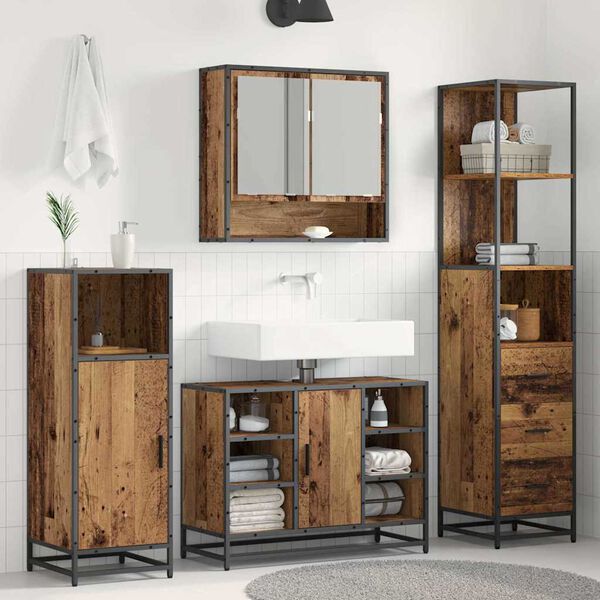 vidaXL Set di mobili per il bagno Legno vecchio 35 x 37,5 x 166 cm