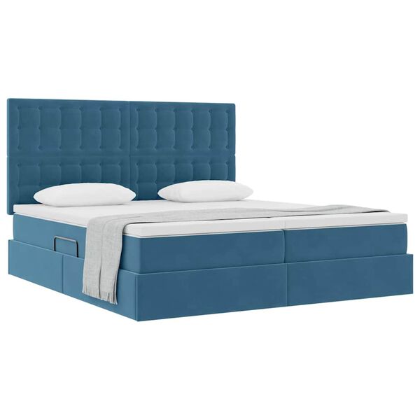 vidaXL Letto con Contenitore Blu Scuro 200 x 200 cm Velluto
