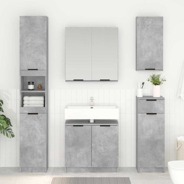 vidaXL Mobile da Bagno con porta Grigio cemento 64,5 x 33,5 x 59 cm